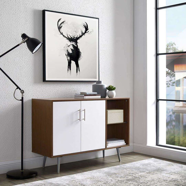 44" Mid Century Modern TV Stand Buffet - Versatile Storage Console with Adjustable Shelves & Style