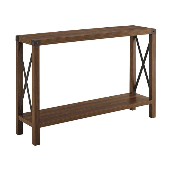 46" Rustic Farmhouse Entryway Table with Metal Accents & Open Shelf - Stylish Home Decor Solution