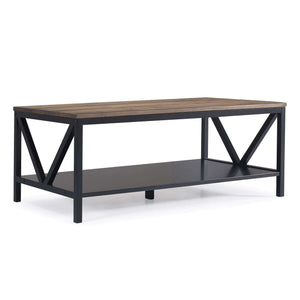 48" Distressed Farmhouse Coffee Table - Durable Solid Wood Design with Lower Shelf for Stylish Storage