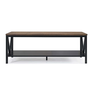 48" Distressed Farmhouse Coffee Table - Durable Solid Wood Design with Lower Shelf for Stylish Storage