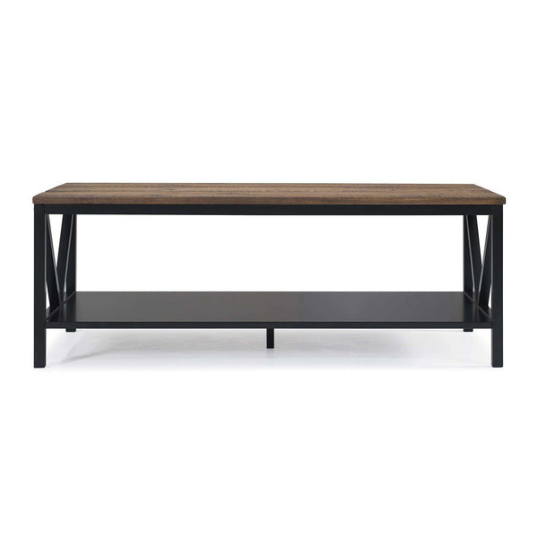 48" Distressed Farmhouse Coffee Table - Durable Solid Wood Design with Lower Shelf for Stylish Storage