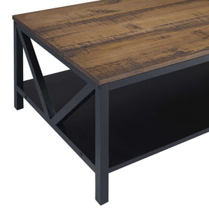48" Distressed Farmhouse Coffee Table - Durable Solid Wood Design with Lower Shelf for Stylish Storage