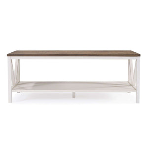 48" Distressed Farmhouse Coffee Table - Durable Solid Wood Design with Lower Shelf for Stylish Storage