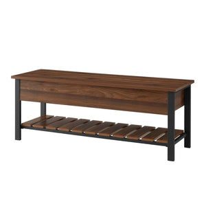 48" Modern Farmhouse Storage Bench - Stylish Entryway Seating with Hidden Storage & Shoe Rack