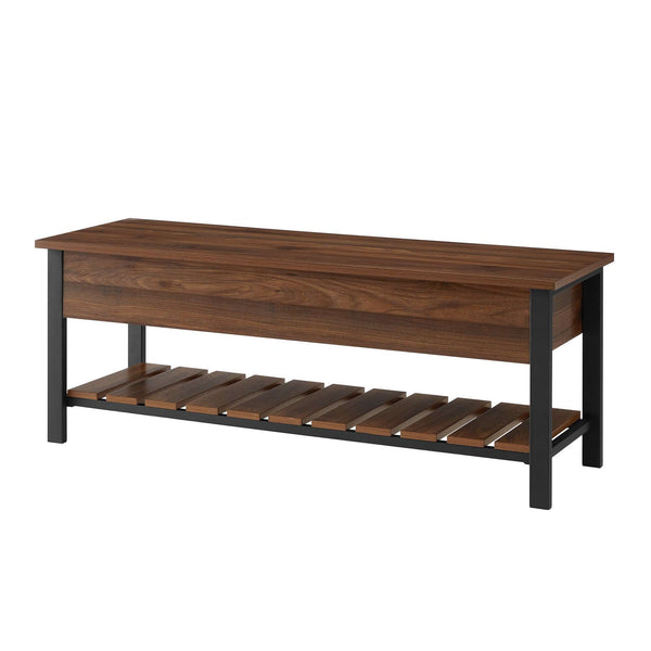 48" Modern Farmhouse Storage Bench - Stylish Entryway Seating with Hidden Storage & Shoe Rack