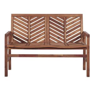 48" Patio Wood Bench – Stylish Chevron Design, Weather-Resistant Acacia for Outdoor Spaces & Relaxation