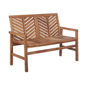 48" Patio Wood Bench – Stylish Chevron Design, Weather-Resistant Acacia for Outdoor Spaces & Relaxation