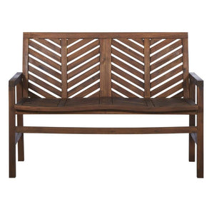 48" Patio Wood Bench – Stylish Chevron Design, Weather-Resistant Acacia for Outdoor Spaces & Relaxation
