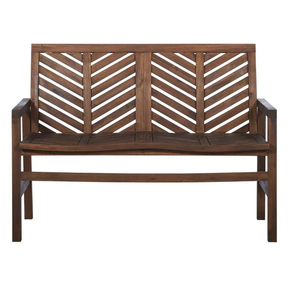 48" Patio Wood Bench – Stylish Chevron Design, Weather-Resistant Acacia for Outdoor Spaces & Relaxation