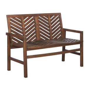 48" Patio Wood Bench – Stylish Chevron Design, Weather-Resistant Acacia for Outdoor Spaces & Relaxation