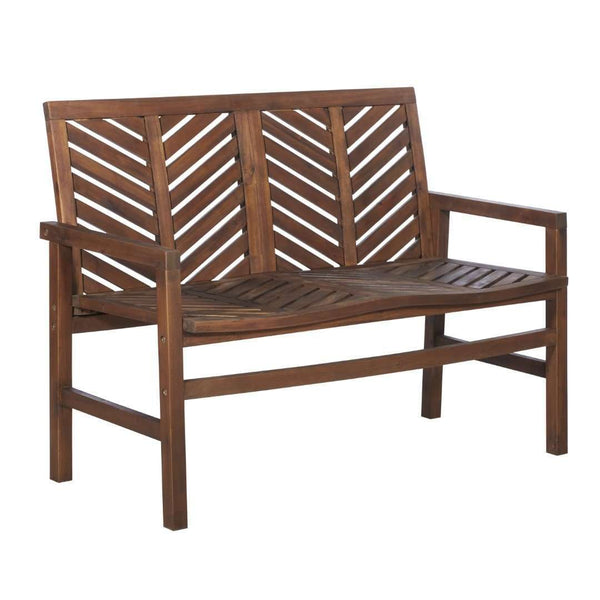 48" Patio Wood Bench – Stylish Chevron Design, Weather-Resistant Acacia for Outdoor Spaces & Relaxation