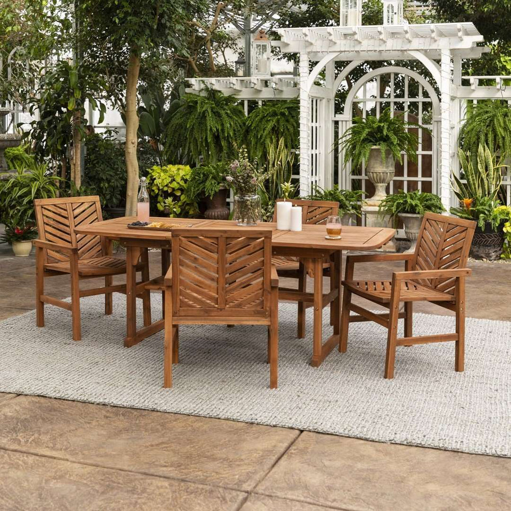 5-Piece Extendable Outdoor Patio Dining Set with Umbrella Hole – Stylish & Functional for Gatherings