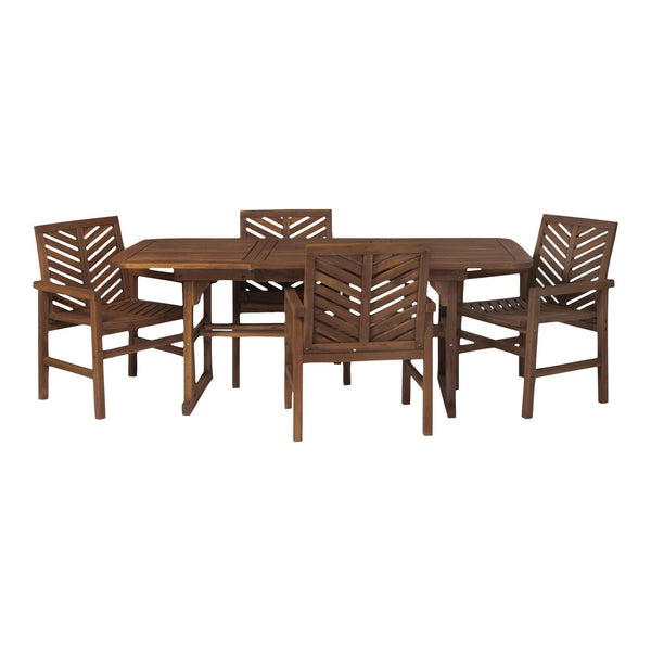 5-Piece Extendable Outdoor Patio Dining Set with Umbrella Hole – Stylish & Functional for Gatherings