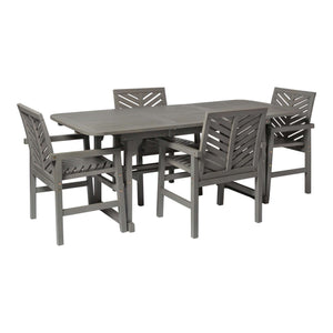 5-Piece Extendable Outdoor Patio Dining Set with Umbrella Hole – Stylish & Functional for Gatherings