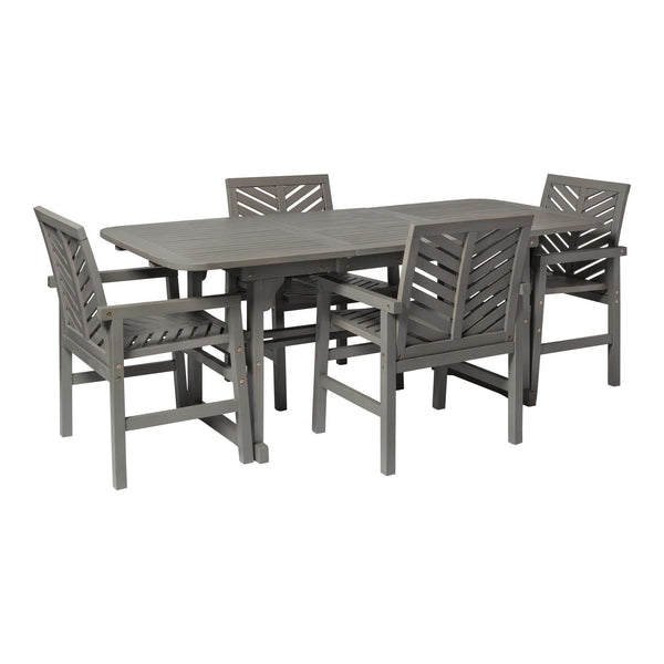 5-Piece Extendable Outdoor Patio Dining Set with Umbrella Hole – Stylish & Functional for Gatherings