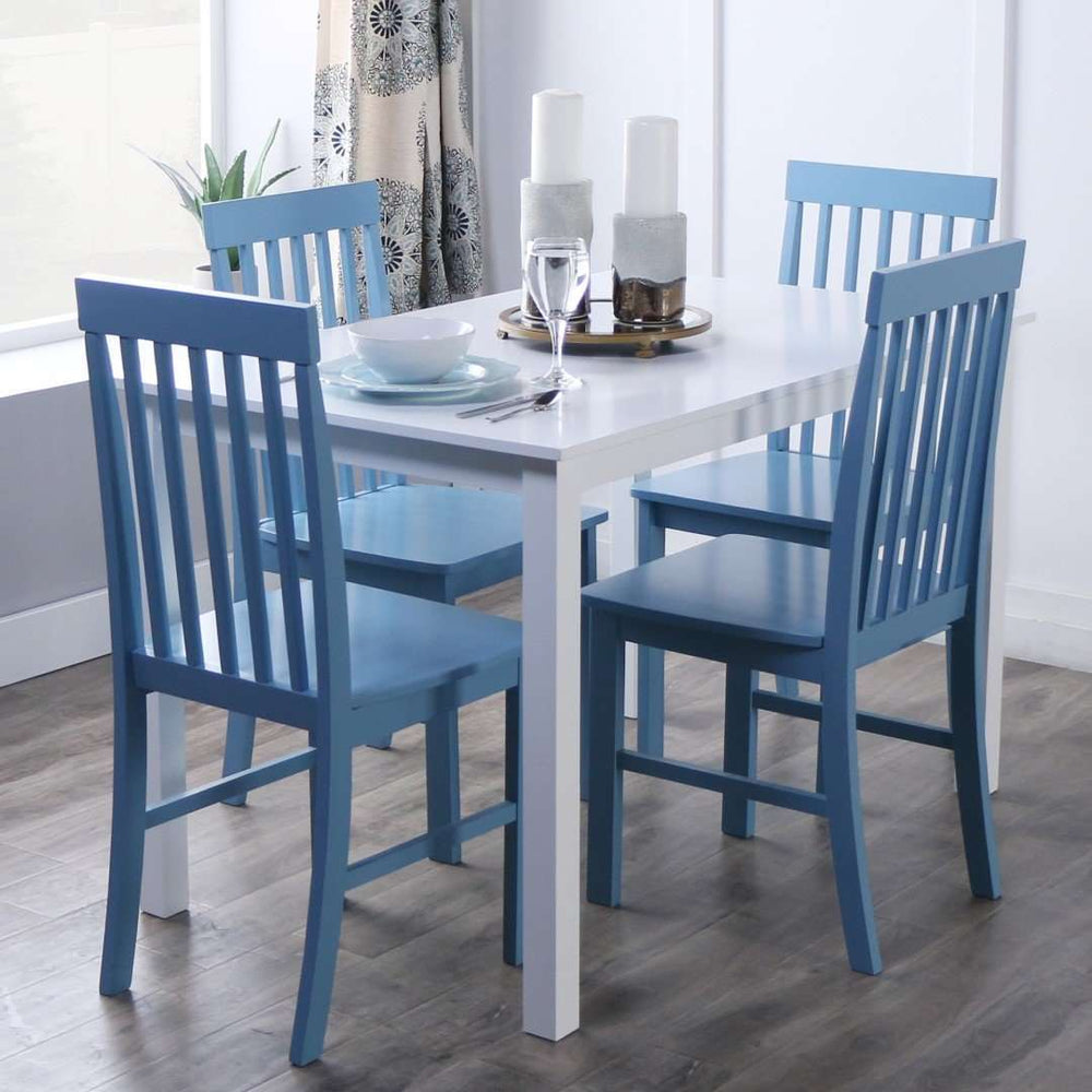 5-Piece Modern Dining Set - Chic Solid Wood Table & Four Slatted Back Chairs for Stylish Dining