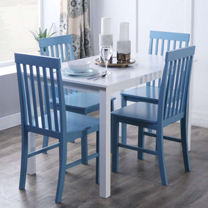 5-Piece Modern Dining Set - Chic Solid Wood Table & Four Slatted Back Chairs for Stylish Dining