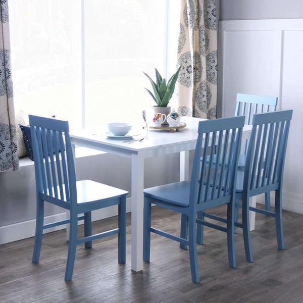 5-Piece Modern Dining Set - Chic Solid Wood Table & Four Slatted Back Chairs for Stylish Dining
