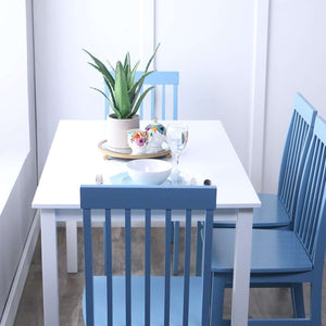 5-Piece Modern Dining Set - Chic Solid Wood Table & Four Slatted Back Chairs for Stylish Dining