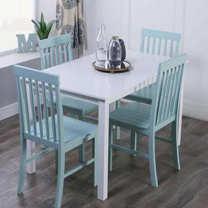 5-Piece Modern Dining Set - Chic Solid Wood Table & Four Slatted Back Chairs for Stylish Dining