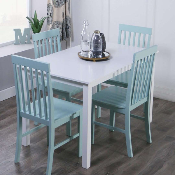 5-Piece Modern Dining Set - Chic Solid Wood Table & Four Slatted Back Chairs for Stylish Dining