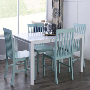 5-Piece Modern Dining Set - Chic Solid Wood Table & Four Slatted Back Chairs for Stylish Dining