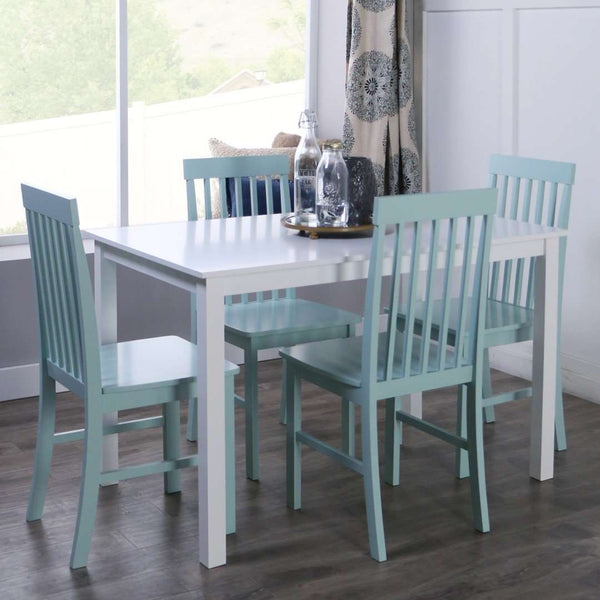 5-Piece Modern Dining Set - Chic Solid Wood Table & Four Slatted Back Chairs for Stylish Dining