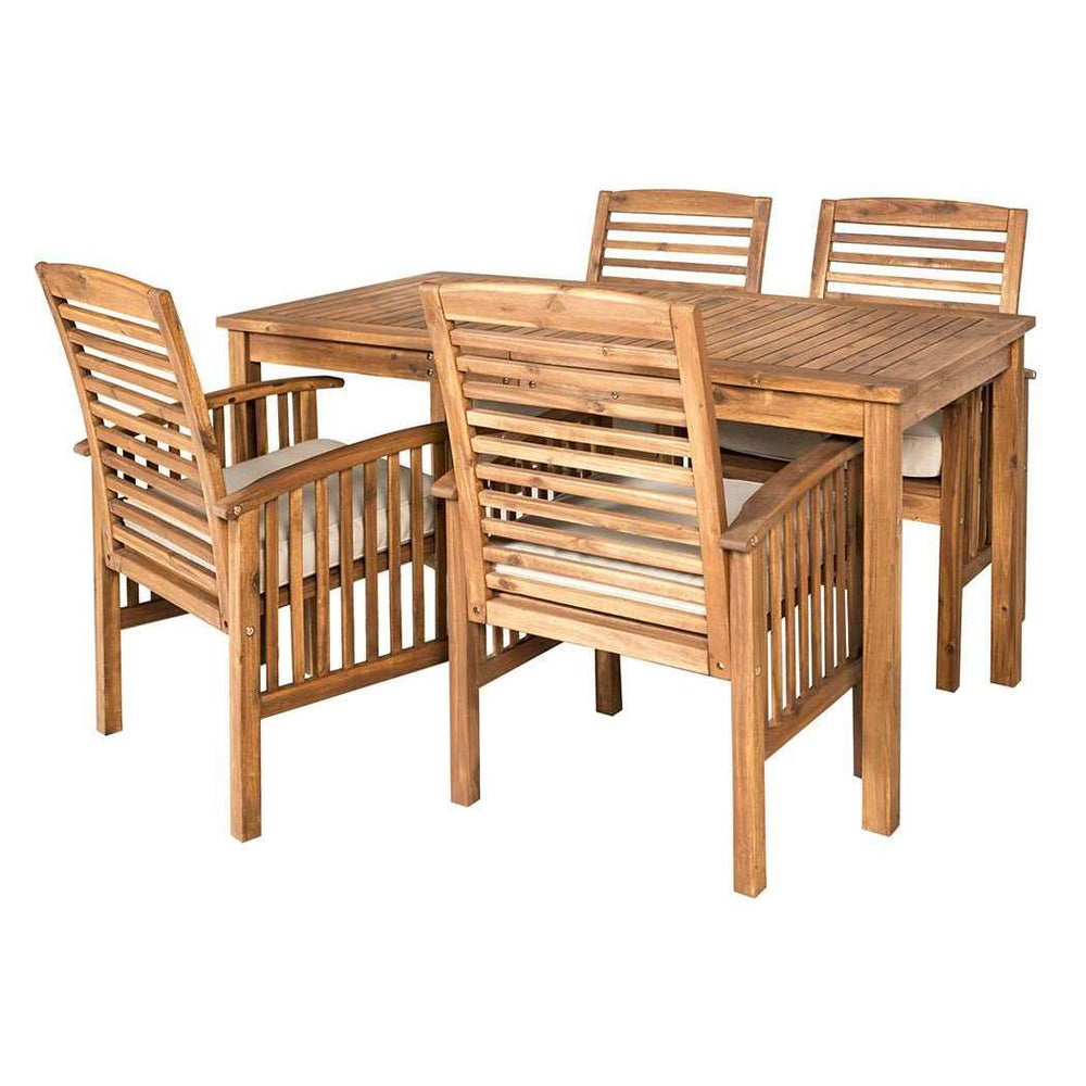 5-Piece Acacia Wood Modern Patio Dining Set with 4 Chairs – Stylish, Durable, and Easy to Assemble