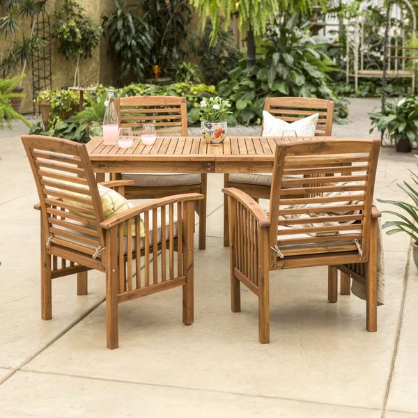 5-Piece Acacia Wood Modern Patio Dining Set with 4 Chairs – Stylish, Durable, and Easy to Assemble