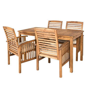 5-Piece Acacia Wood Modern Patio Dining Set with 4 Chairs – Stylish, Durable, and Easy to Assemble