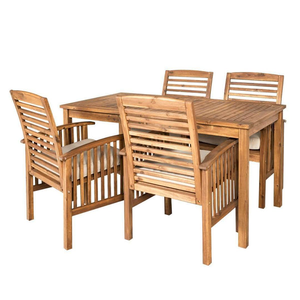 5-Piece Acacia Wood Modern Patio Dining Set with 4 Chairs – Stylish, Durable, and Easy to Assemble