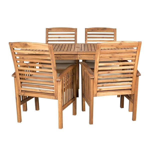 5-Piece Acacia Wood Modern Patio Dining Set with 4 Chairs – Stylish, Durable, and Easy to Assemble