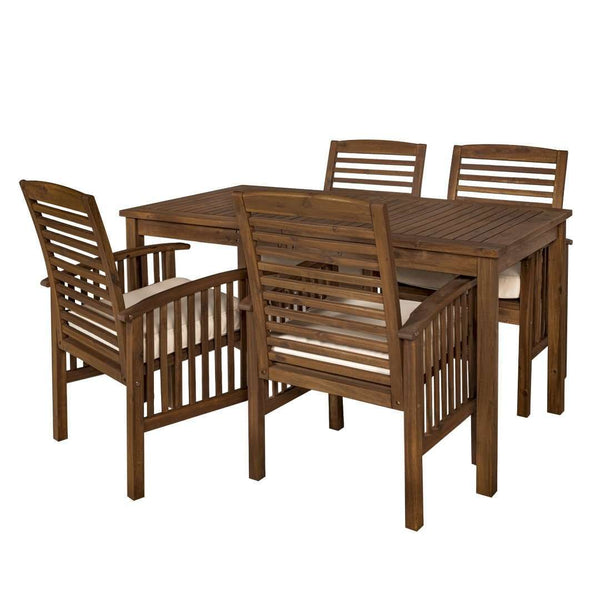 5-Piece Acacia Wood Modern Patio Dining Set with 4 Chairs – Stylish, Durable, and Easy to Assemble