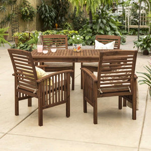 5-Piece Acacia Wood Modern Patio Dining Set with 4 Chairs – Stylish, Durable, and Easy to Assemble