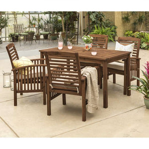 5-Piece Acacia Wood Modern Patio Dining Set with 4 Chairs – Stylish, Durable, and Easy to Assemble