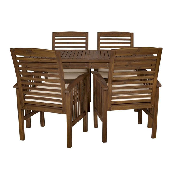 5-Piece Acacia Wood Modern Patio Dining Set with 4 Chairs – Stylish, Durable, and Easy to Assemble