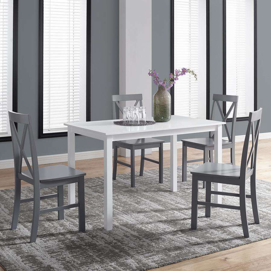 5-Piece Farmhouse Dining Set - Cozy Solid Wood Table and X-Back Chairs for Small Space Living