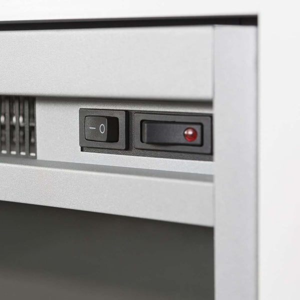 52" Modern Fireplace TV Stand - Stylish White MDF, Adjustable Shelves, Electric Heat, Sleek Design