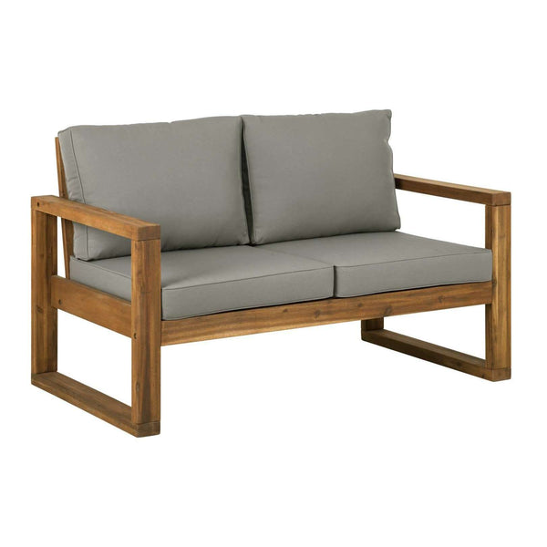 52" Modern Patio Loveseat - Stylish Acacia Wood Frame, Plush Cushions for Ultimate Comfort Outdoors