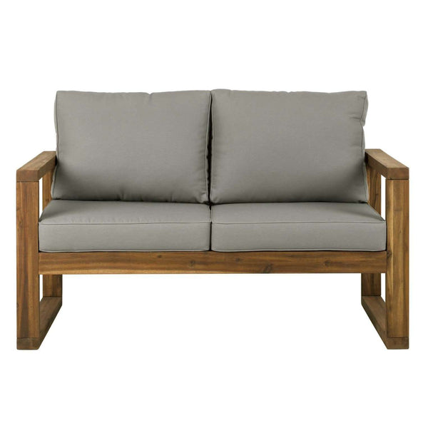 52" Modern Patio Loveseat - Stylish Acacia Wood Frame, Plush Cushions for Ultimate Comfort Outdoors