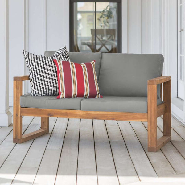 52" Modern Patio Loveseat - Stylish Acacia Wood Frame, Plush Cushions for Ultimate Comfort Outdoors