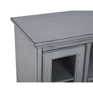 52" Transitional Highboy Glass Wood TV Stand - Stylish Entertainment Center with Adjustable Shelving