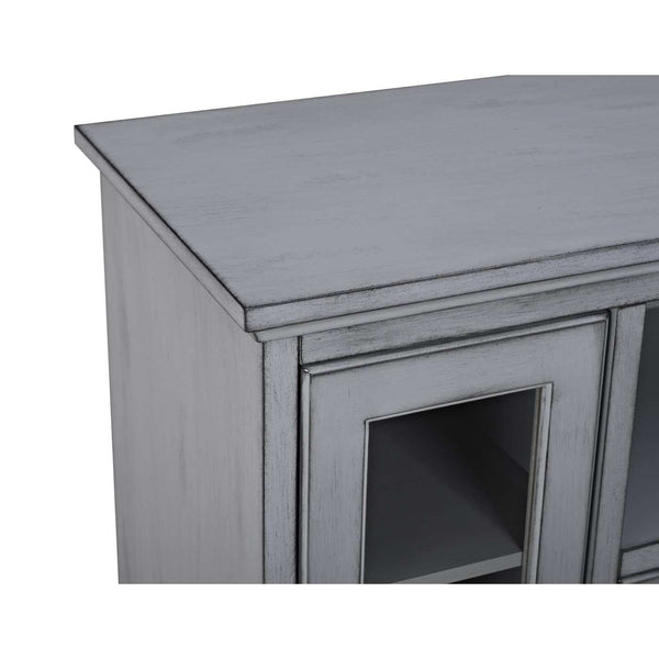 52" Transitional Highboy Glass Wood TV Stand - Stylish Entertainment Center with Adjustable Shelving