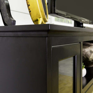 52" Transitional Highboy Glass Wood TV Stand - Stylish Entertainment Center with Adjustable Shelving