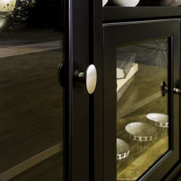 52" Transitional Highboy Glass Wood TV Stand - Stylish Entertainment Center with Adjustable Shelving