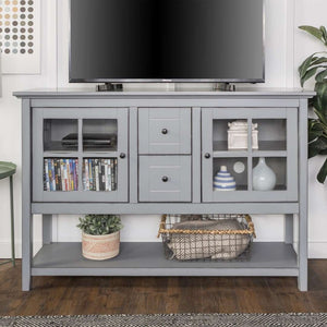52" Transitional Wood Glass TV Stand Buffet - Stylish Highboy Console with Ample Storage for Any Room