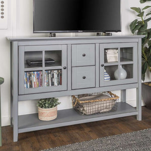52" Transitional Wood Glass TV Stand Buffet - Stylish Highboy Console with Ample Storage for Any Room