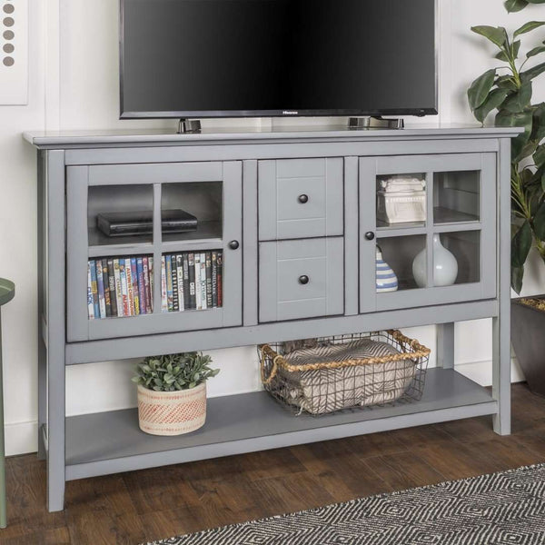 52" Transitional Wood Glass TV Stand Buffet - Stylish Highboy Console with Ample Storage for Any Room