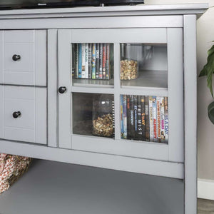 52" Transitional Wood Glass TV Stand Buffet - Stylish Highboy Console with Ample Storage for Any Room