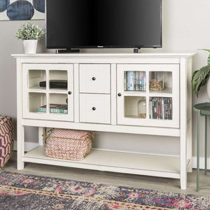 52" Transitional Wood Glass TV Stand Buffet - Stylish Highboy Console with Ample Storage for Any Room